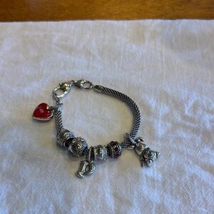 Brighton Silver Charm Bracelet with Red Heart and other charms.
